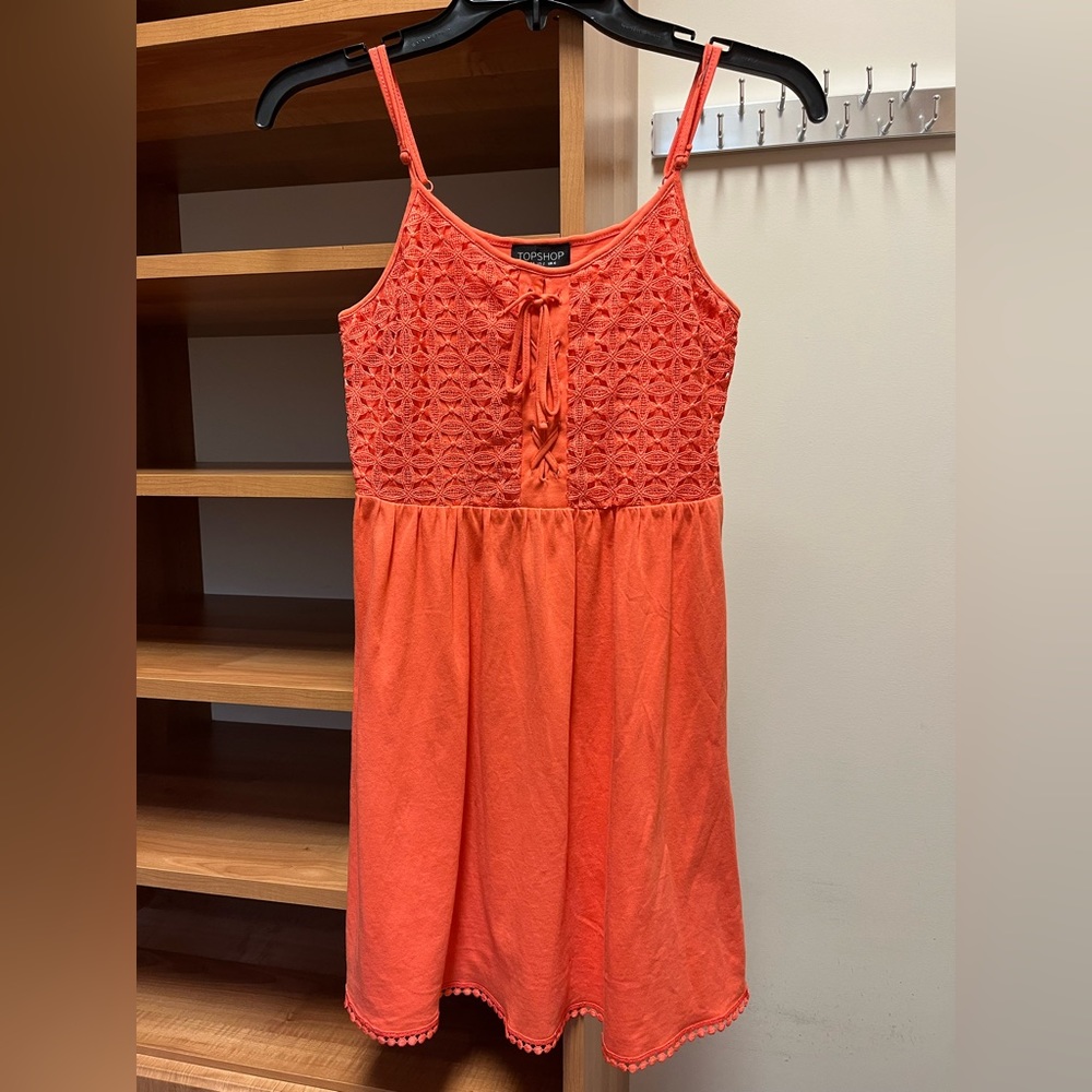 Orange dress from Topshop, adjustable straps, Size S